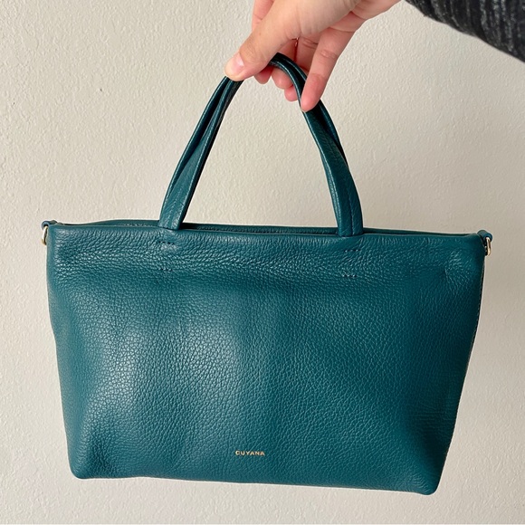 Cuyana Mini Easy Zipper Tote in Deep Ocean Pebbled Leather - Picture 1 of 10